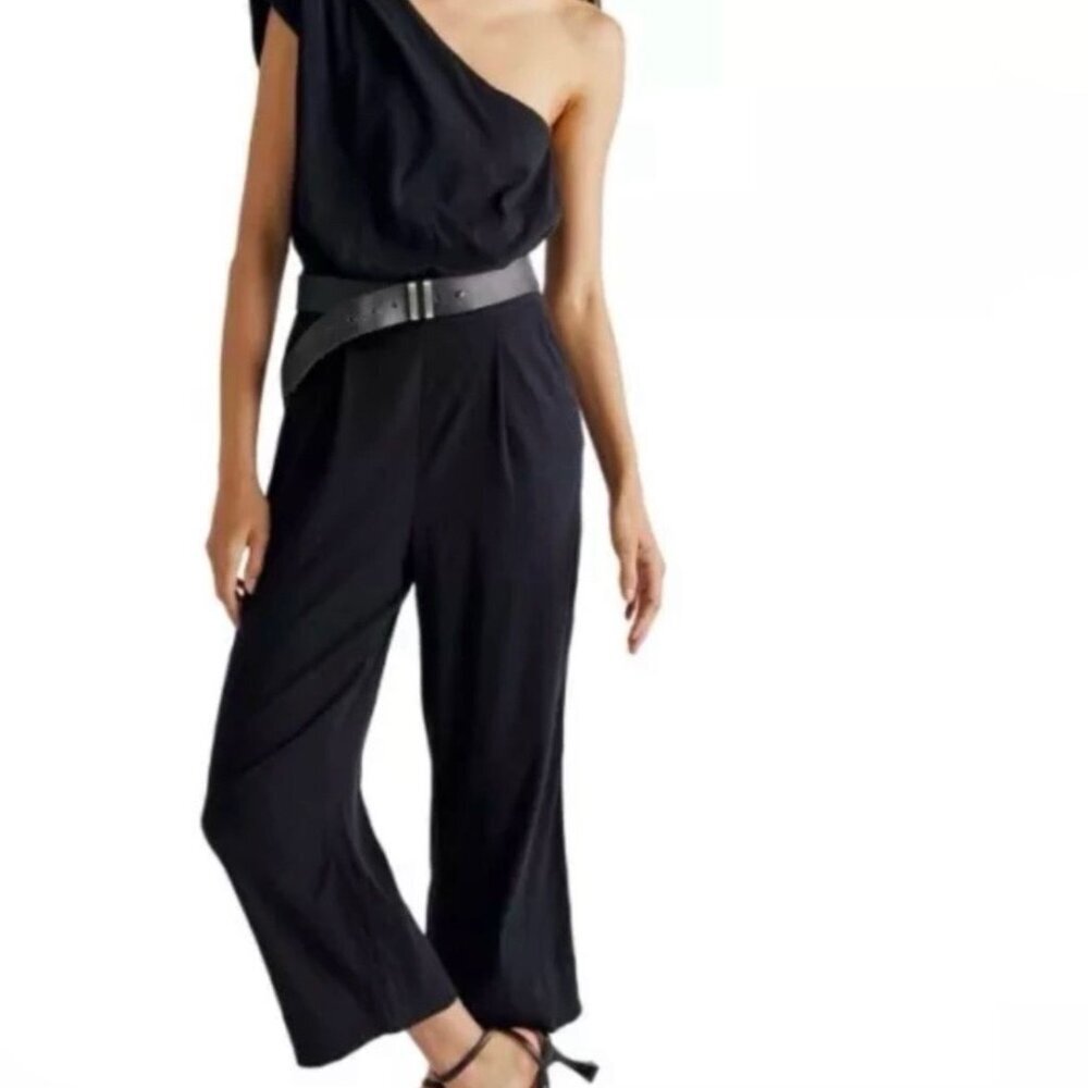 Free People Avery One-Shoulder Black Jumpsuit Size 2